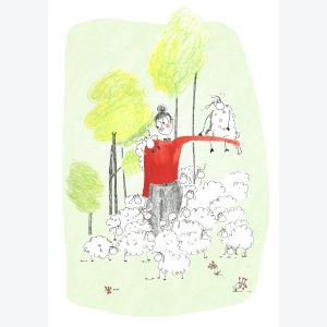 Impression A3 risographie "L'attaque des Moutons"