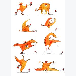 Impression A3 risographie "La danse des poules"