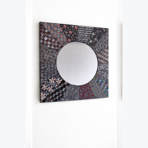 Miroir "patchwork"violet carré 50 cm