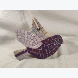 Oiseau décoratif en mosaïque à suspendre