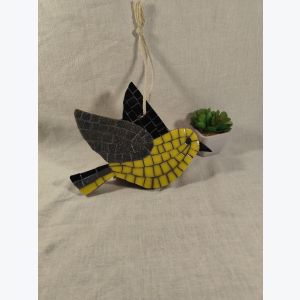 Oiseau décoratif en mosaïque à suspendre