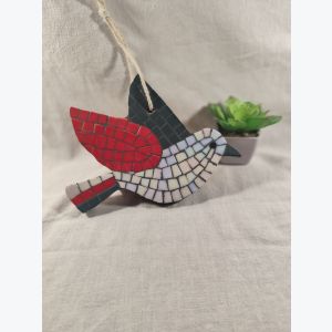 Oiseau décoratif en mosaïque à suspendre