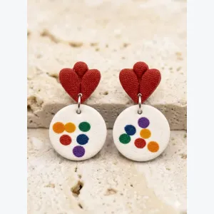 Boucles d'oreilles CÉLESTE – Motifs petits pois – Bijoux légers texture tissu argile polymère et inox – Fait main France – Collection Circus