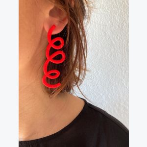 Boucles d'oreilles pendantes bohème chic, Bijou femme en acier inoxydable et pâte polymère, Cadeau créateur original fait main - Irina