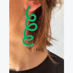 Boucles d'oreilles pendantes bohème chic, Bijou femme en acier inoxydable et pâte polymère, Cadeau créateur original fait main - Irina