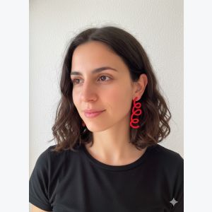 Boucles d'oreilles pendantes bohème chic, Bijou femme en acier inoxydable et pâte polymère, Cadeau créateur original fait main - Irina