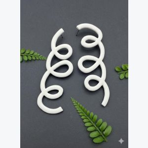 Boucles d'oreilles pendantes bohème chic, Bijou femme en acier inoxydable et pâte polymère, Cadeau créateur original fait main - Irina