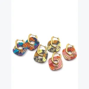 Boucles d’oreilles FERNANDE collection LES FESTIVES , acier inoxydable, création artisanale，fait main en France en Ardèche