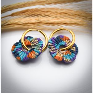 Boucles d’oreilles FLORE collection LES FESTIVES , acier inoxydable, création artisanale，fait main en France en Ardèche