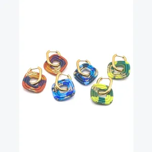 Boucles d’oreilles FERNANDE collection LES FESTIVES , acier inoxydable, création artisanale，fait main en France en Ardèche