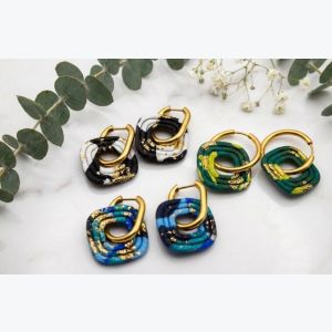 Boucles d'oreilles Fernande Collection Festives | Bijou Acier Inoxydable | Créateur Français | Fait Main en Ardèche | Argile Polymère Légère