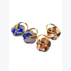 Boucles d’oreilles FLORE collection LES FESTIVES , acier inoxydable, création artisanale，fait main en France en Ardèche