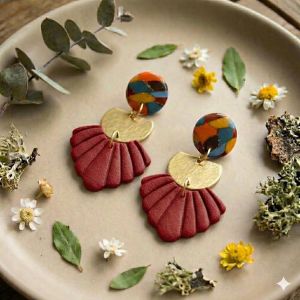 Boucles d'oreilles en Argile Polymère | Bijou Fait Main Ardèche, Résine plaqué or, Collection Printemps