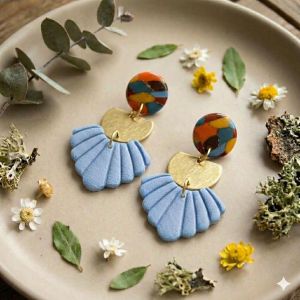 Boucles d'oreilles en Argile Polymère | Bijou Fait Main Ardèche, Résine plaqué or, Collection Printemps