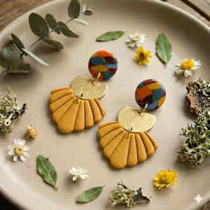 Boucles d'oreilles en Argile Polymère | Bijou Fait Main Ardèche, Résine plaqué or, Collection Printemps