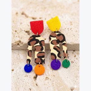 Grandes boucles d'oreilles Léopard colorées – INDISCRÈTES – Bijoux XXL légers en argile polymère – Fait main en France – Style Bohème Rock (Copie) (Copie)