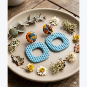 Boucles d'oreilles en Argile Polymère | Bijou Fait Main Ardèche, Résine plaqué or, Collection Printemps modèle Paulette