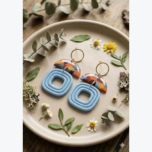 Boucles d'oreilles en Argile Polymère | Bijou Fait Main Ardèche, Résine plaqué or, Collection Printemps modèle Paule