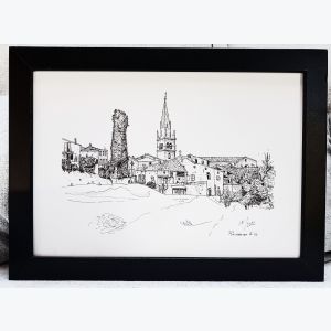Dessin de Sanilhac en Ardèche - original