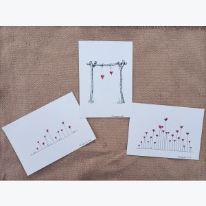 Lot de 3 Cartes postales Cœur - original