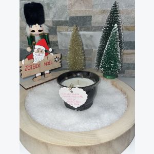 Bougie artisanale noire, parfumée senteur bois de rose