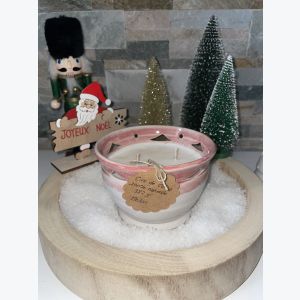 Bougie artisanale rose, parfumée senteur melon