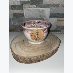 Bougie artisanale rose, parfumée senteur abricot romarin