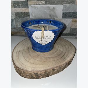 Bougie artisanale bleue, parfumée senteur fraise menthe