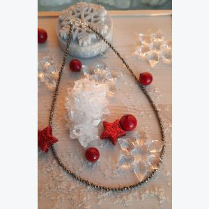 Collier en pierre naturelle de pyrite en argent