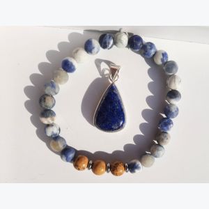 Bracelet jaspe paysage et sodalite