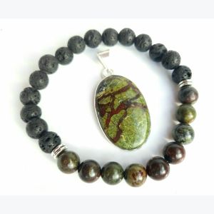 Bracelet en oeil de sang de dragon et lave