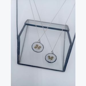 Collier Trèfle à 4 feuilles en verre et argent