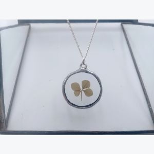 Collier Trèfle à 4 feuilles en verre et argent