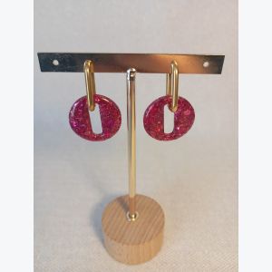 Boucles d'oreilles avec pampilles en résine pailletée