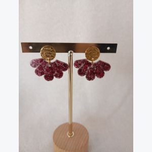 Boucles d'oreilles florales pendantes - Bordeaux