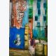 Ménilmontant, street art : tableau ou s'entrecroisent peinture et photo