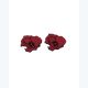 Boucles d’oreilles puces en cuir rouge coquelicot gravé au laser – acier inox hypoallergénique