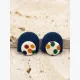 Boucles d'oreilles originales à pois en argile polymère | Puces légères effet tissu | Bijou créateur fait main acier inoxydable