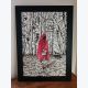 Dessin aquarelles et feutres "le petit chaperon rouge" - original