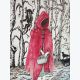 Dessin aquarelles et feutres "le petit chaperon rouge" - original