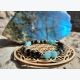 Bracelet en labradorite, amazonite et obsidienne