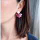 Boucles d'oreilles florales pendantes - Bordeaux